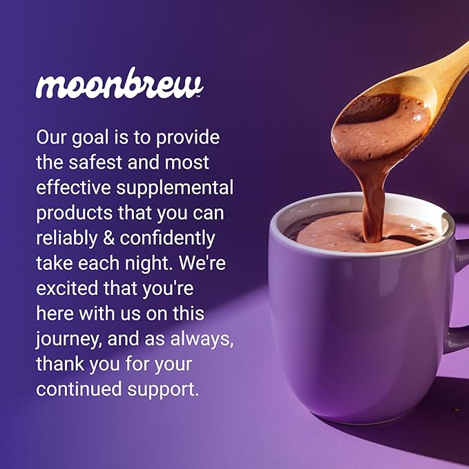 MoonBrew Nighttime Magnesium Hot Cocoa Natural Sleep Aid Drink Mix for Adults 2-Pack - Calming Melatonin-Free Sleep Support - Sleepy Hot Chocolate Powder with L-Theanine Chamomile &amp Zinc Glycin