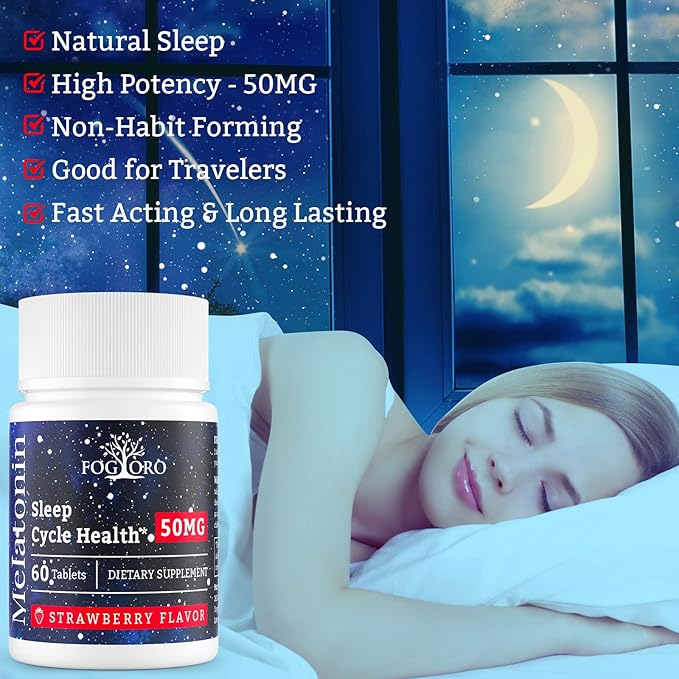 Fogoro Powerful Melatonin -Fall Asleep Faster Stay Asleep LongerEasy to Take