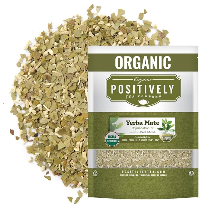 Organic Positively Tea Company Yerba Mate Tea (Unsmoked) Loose Leaf 16 Ounce