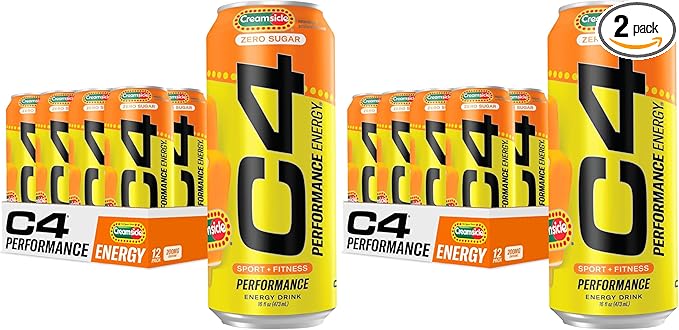 Cellucor C4 Performance Energy Drink | Zero Sugar Carbonated Preworkout Energy 200mg Caffeine with Beta Alanine Orange Creamsicle 16 FL Oz (Pack of 24)