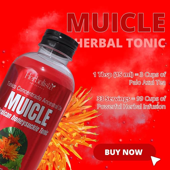Premium Viral Muicle Tonic (Mexican Honeysuckle) 16.9 fl oz (500ml) - Concentraded Bitter Tonic 1 Tbsp = 3 Cups of Sangre de Cristo Tea- Tonico Herbal - Herbal Fitness Natural Traditional