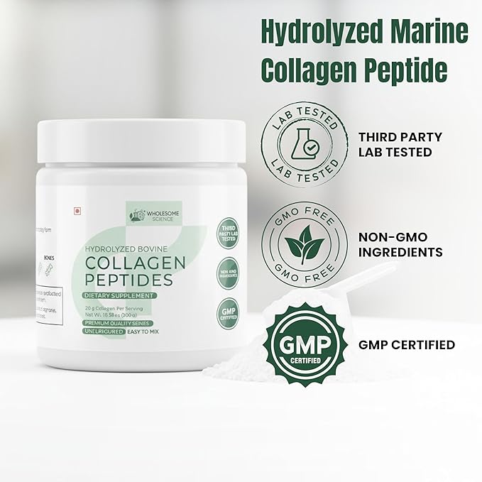 Hydrolyzed Bovine Collagen Peptides Powder – Easy-to-Mix Formula for Skin Hair Nails &amp Joint Health – 20 g per Serving 2 Scoops Non-GMO Supplement – Third-Party Lab Tested