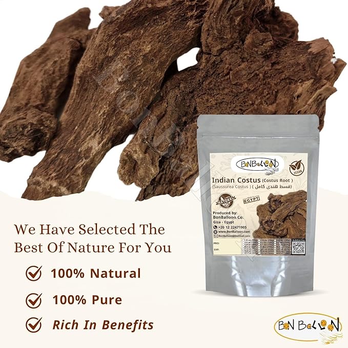 bonballoon Pure &amp Organic Indian Premium Roots Saussurea Costus Root Lappa Whole Natural Dry Dried Herbal Herb Herbs Tea No Additives No Preservatives Halal ( 17.64 oz / 500 gm ) قسط هندى حلال