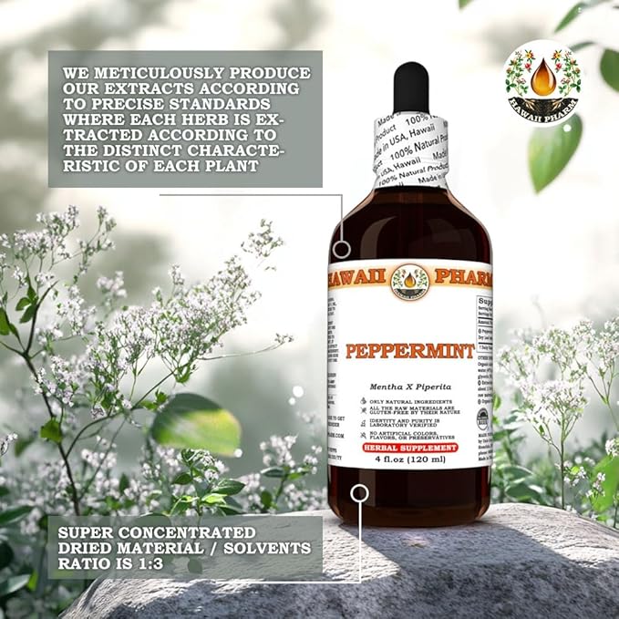 Peppermint (Mentha X Piperita) Dry Leaf Tincture All Natural Vegan Pure Liquid Extract - 4 fl.oz