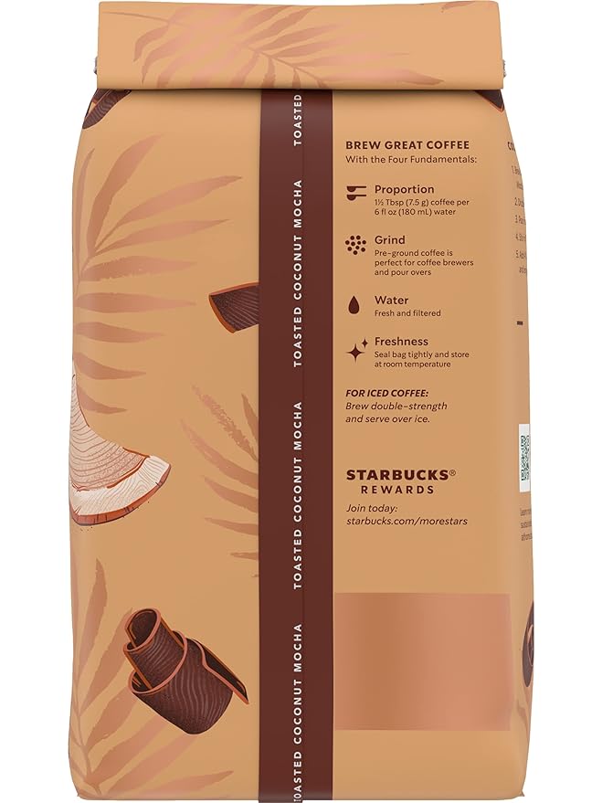Starbucks Flavored Ground Coffee (Toasted Coconut Mocha 17 oz (Pack of 4)) Pack of 1