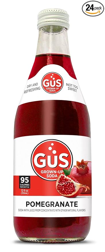 GuS Grown-Up Soda | Lightly Sweetened Sodas with Real Juices | 12 Fl Oz (Pack of 24) (Pomegranate)