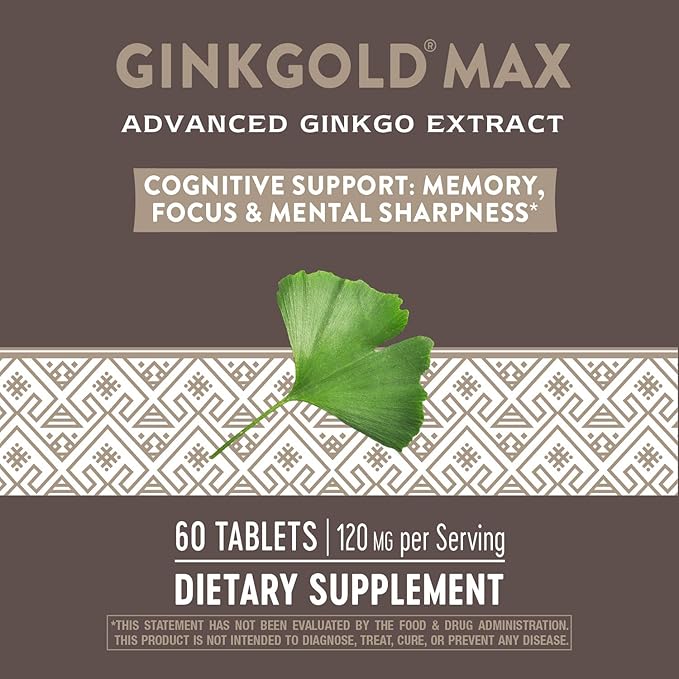 Nature's Way Ginkgold Max Advanced Ginkgo Extract for Mental Sharpness 1x Daily 120 mg 30 Count