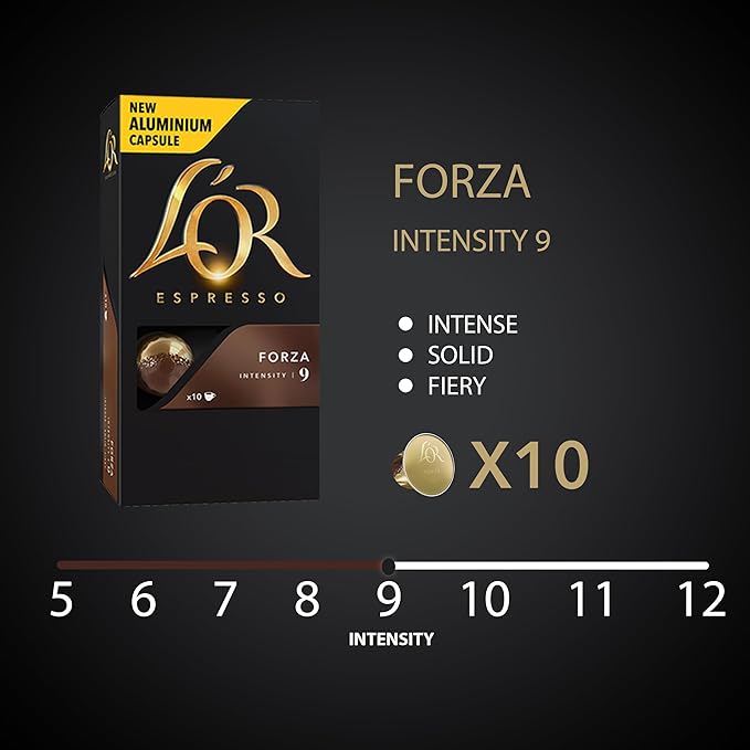L'OR Espresso Capsules 50 Count Forza Single-Serve Aluminum Coffee Capsules Compatible with the L'OR BARISTA System &amp *Nespresso Original Machines 50 Count (Pack of 5)