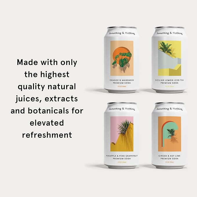 Something &amp Nothing Variety Pack Flavoured Sparkling Water | Lightly Carbonated Full Flavoured with Grape &amp Lemon Juice | Vegan &amp Low Calorie Soda | 12 Fl Oz Cans (Pack of 12)