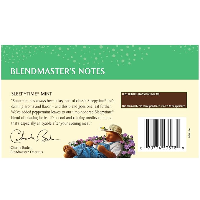 Celestial Seasonings Sleepytime Mint Herbal Tea - Caffeine Free Sleep Tea 20 Tea Bags Per Box (Pack of 6)