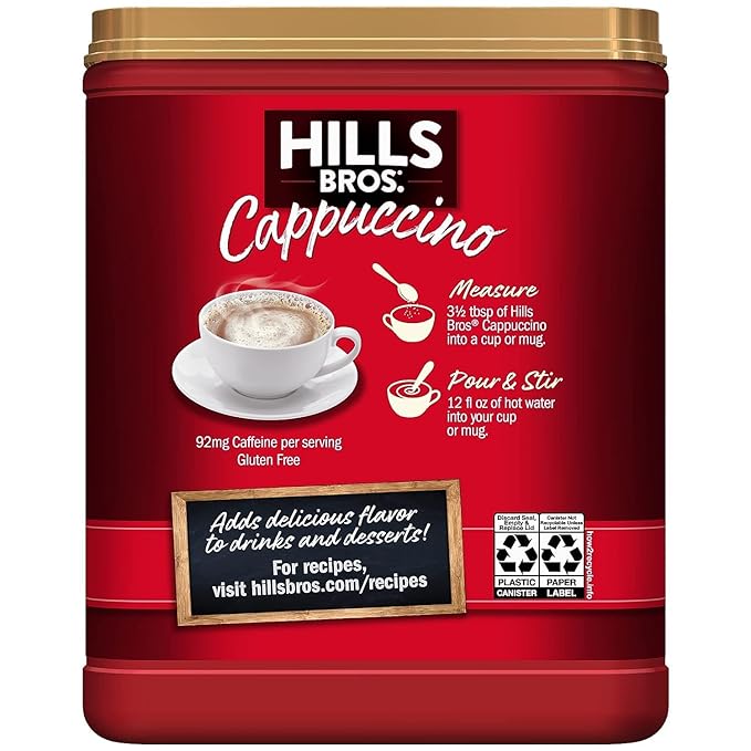 Hills Bros Instant Decadent Classic Cappuccino Mix with a Hint of Sweetness Easy to Use and Convenient Enjoy Coffeehouse Flavor at Home Frothy 14 Oz (Pack of 3)