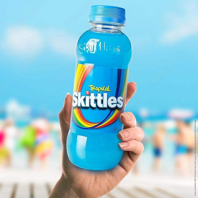SKITTLES™ Candy Flavored Drink - Tropical Flavor | Bulk Candy Drinks with Fruity Flavors | 12 Fl oz. Bottles Pack of 12