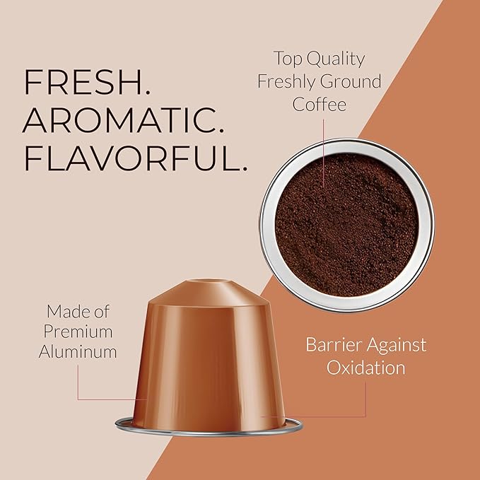 Camilla’s Heritage - Intensity 8 Hazelnut Flavored Espresso Coffee Gourmet Espresso Cups 60 Coffee Pods