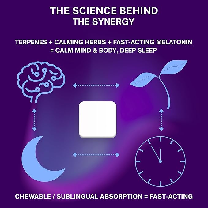 Powerful Sleep Support – Valerian Root Ashwagandha Melatonin &amp Botanical Terpenes – Fast-Acting Soft Chewable Tablets – Botanical Berry Flavor – 30ct