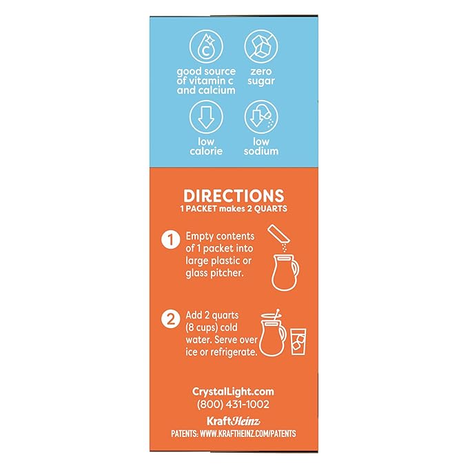 Crystal Light Classic Orange with Vitamin C &amp Calcium Drink Mix (20 Pitcher Packets 4 Canisters of 5)