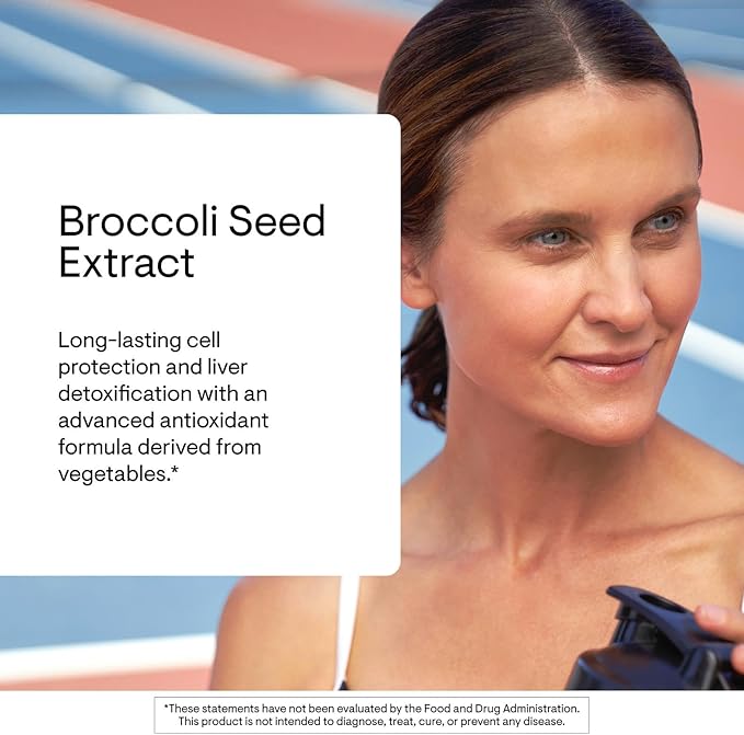 THORNE - Broccoli Seed Extract - Supports Liver Detox &amp Provides Antioxidant Support* - Sulforaphane Glucosinolate (SGS) Vitamin C &amp Mustard Powder Supplement - Third-Party Certified - 60 Cap