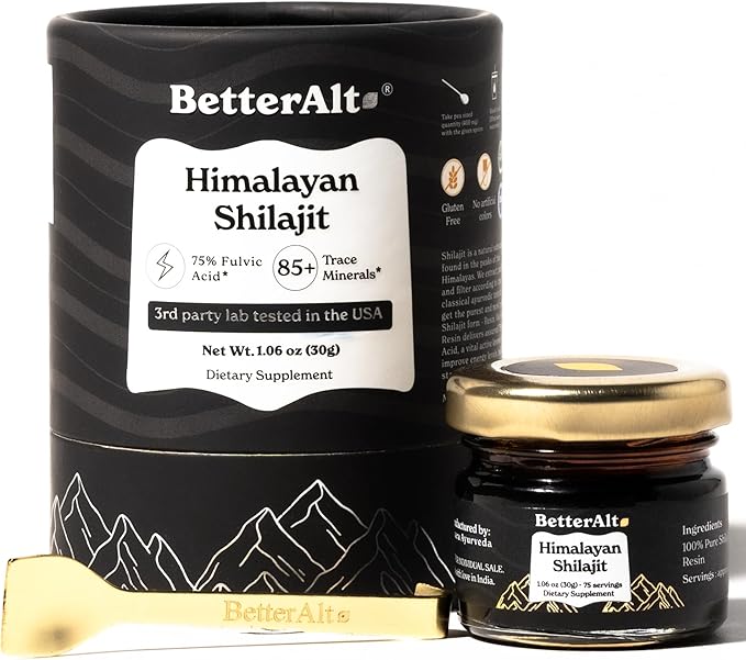 Better Alt Pure Himalayan Shilajit Resin Pack of 1 High Potency Gold Grade 75 Servings for Energy Boost &amp Immune Support 85+ Trace Minerals 75%+ Fulvic Acid with Lab Test Report400 mg
