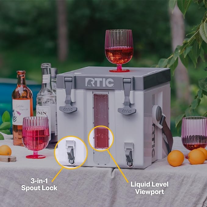RTIC Halftime Water Cooler 3 Gallon Portable Carrier Container Drink Beverage Dispenser Stackable with 2 Taps Bottleless BPA-Free for Sports Camping BBQ Parties Picnic Cobalt &amp White