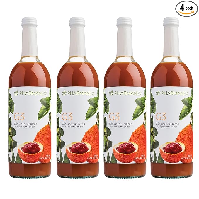 Nu Skin G3 Juice Bottles | Antioxidant Superfruit Juice Blend with Gac Pineapple &amp Lycium | Cold Pressed Fruit Juice Beverage | Daily Juice Drink | 25 fl oz | 4 Pack