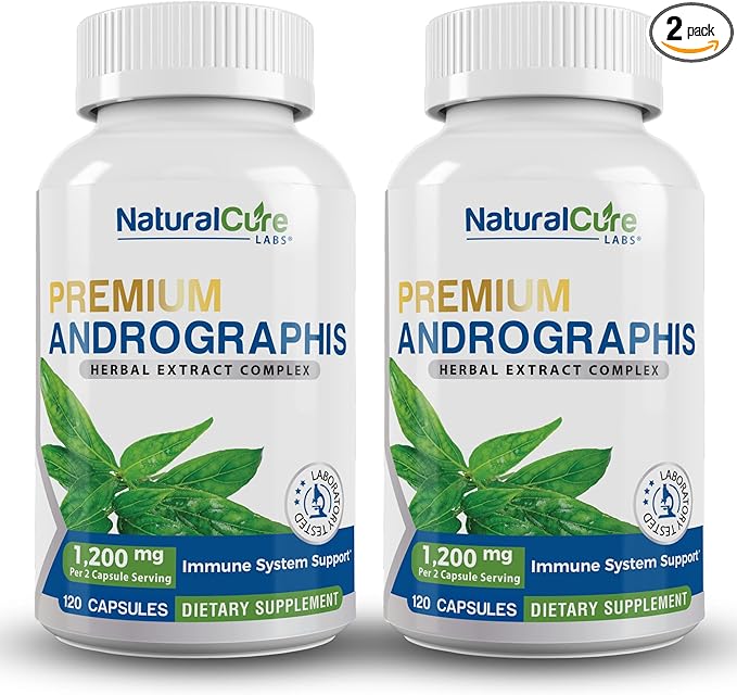 Natural Cure Labs Premium Andrographis Paniculata Extract 1200mg (100mg Andrographolides) 120 Capsules Non-GMO Vegan Gluten Free