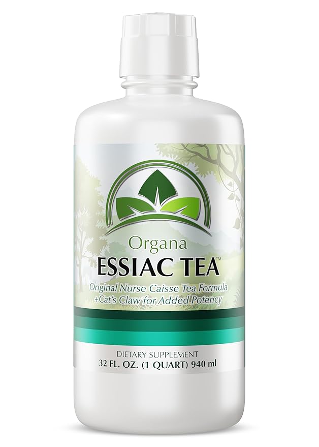 Organa Genuine Essiac Tea - Organic Liquid Essiac Tea - 4 Herb Genuine Essiac Formula - Ojibwa Herbal Detox Blend - Organic &amp Wildcrafted Herbs - Great for Wellness &amp Vitality - 32 oz Bottle