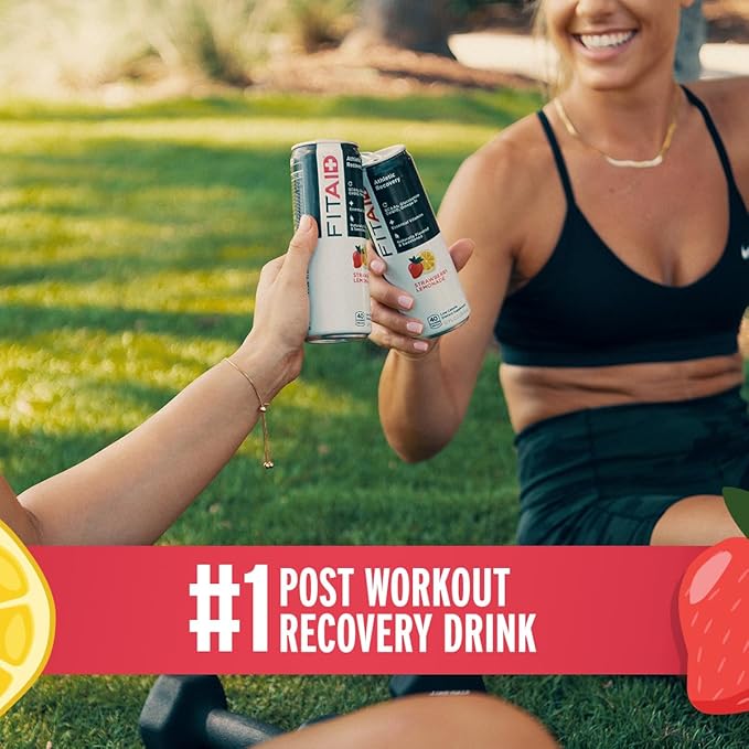 LIFEAID FITAID Post Workout Recovery Drink Strawberry Lemonade BCAAs Glucosamine Electrolytes Quercetin Paleo Vegan &amp Gluten-Free 40 Calories 12 Fl Oz (Pack of 24)