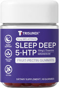 Sleep Gummies Deep Relax 5-HTP Gummies – Melatonin L-Theanine &amp Magnesium – Vegan Fruit-Pectin Formula – Gluten &amp Soy Free – 60 Gummies
