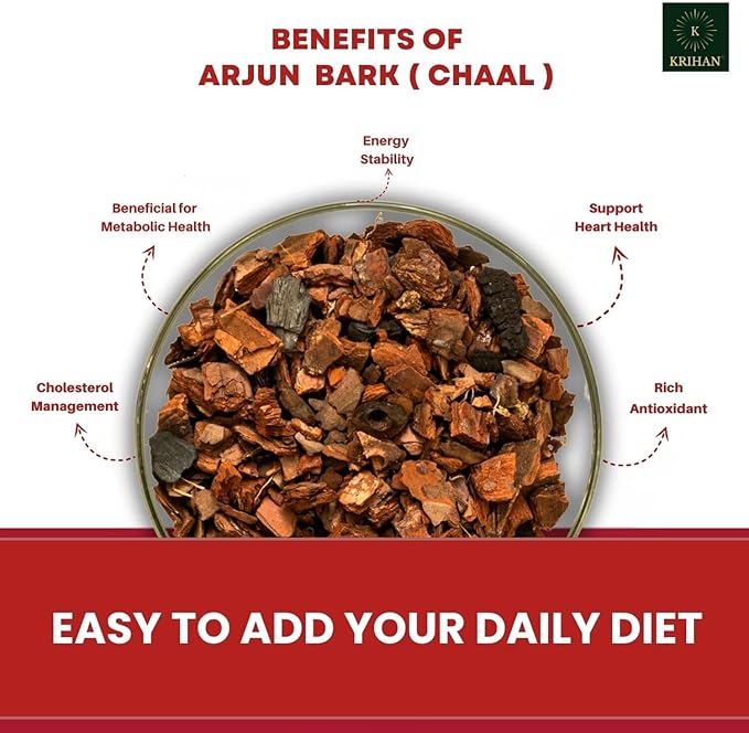 Organic Arjuna Bark Tea (Terminalia Arjuna) - 132+ Count | 100% Natural Whole Loose Arjun Ki Chaal for Heart Health &amp Wellness Support/Caffeine-Free Herbal Tea | 7.05 Oz (200g)