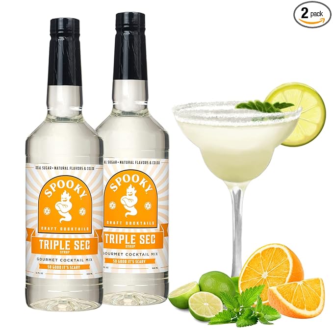 SPOOKY - Triple Sec Mix - Real Orange &amp Real Sugar - No Artificial Colors Flavors or Corn Syrup - Premium Gluten Free Cocktail Mix Syrup - 32 Oz (Pack of 2)