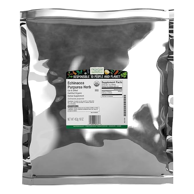 Frontier Co-op Echinacea Purpurea Root Cut and Sifted Certified Organic Kosher | 1 lb. Bulk Bag | Echinacea purpurea (L.) Moench