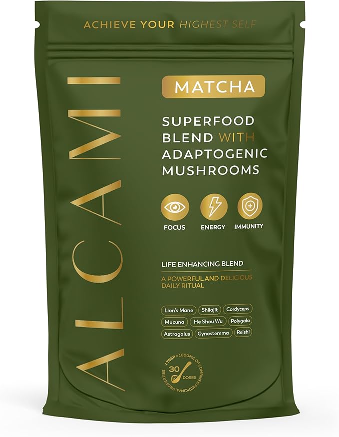 Matcha Mushroom Coffee Superfood Blend 10X Concentrated Extract with Lion's Mane Reishi &amp Cordyceps Energy &amp Focus Support 30 Servings Premium Supplement Powder