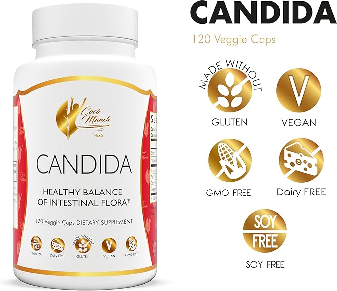 Cocó March N.M.D Candida Cleanse – 30 Day Herbal Detox Cleansing with Digestive Enzymes for Gut Health &amp Immune Support – Gluten Free Vegan Non-GMO Dairy Free Soy Free – 120 Veggie Caps