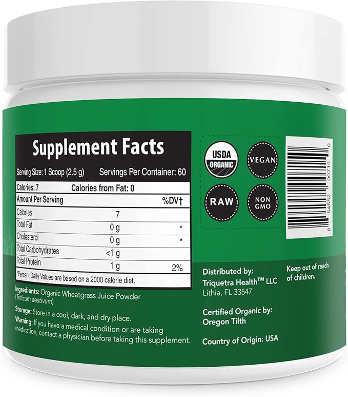Organic Wheatgrass Juice Powder - Organic Grown in Volcanic Soil of Utah - Raw BioActive Form Cold-Pressed Then CO2 Dried 20:1 Concentrate Juice Extract - Unflavored (5.3 oz – 60 Servings)
