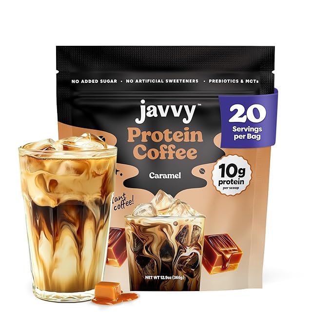 Caramel Protein Iced Coffee - Premium Whey Protein &amp Instant Iced Coffees - 100% Natural Cold Brew - Zero Artificial Flavors &amp Sweeteners 80 mg Caffeine Per Serving No Added Sugar 20 Servin