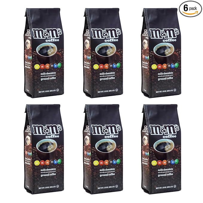 White Coffee M&ampM Milk Chocolate Flavored Medium Roast Ground Coffee - 10 Ounce (Pack of 6)