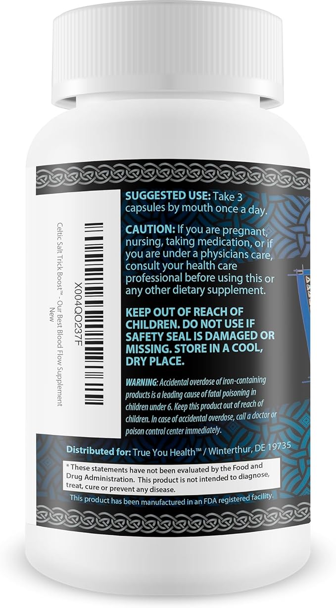 Celtic Salt Trick Boost for Blood Flow - Improved Formula - Our Best Blood Circulation Supplements for Men - Increase Blood Flow Care Blood Circulation Pills - Advanced Blood Flow Support