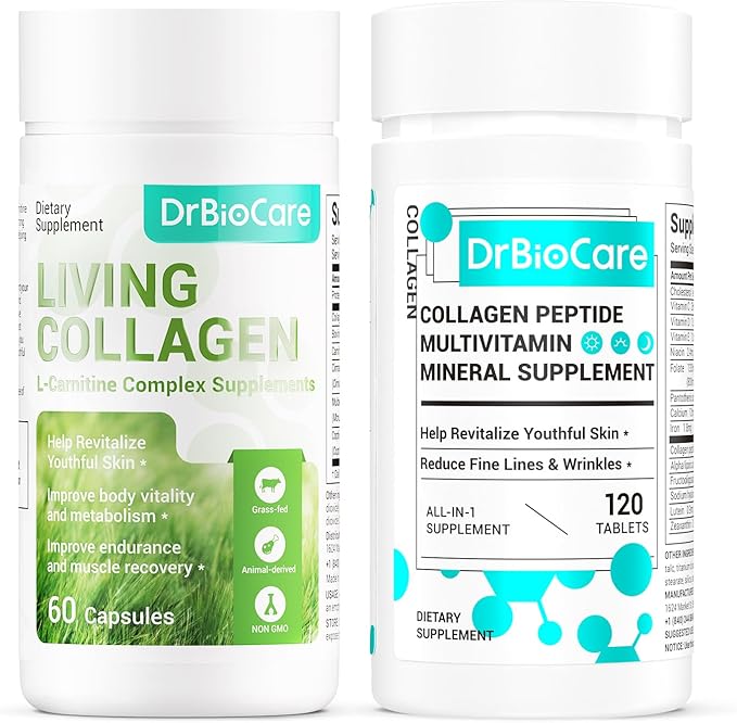 DrBioCare Living Collagen L-Carnitine Complex Supplement and Collagen Peptides for Women