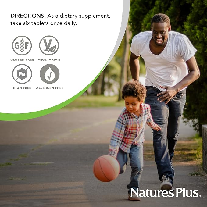 NaturesPlus Source of Life No Iron - 180 Mini-Tabs Pack of 2 - Multivitamin &amp Mineral Supplement - Supports Natural Energy &amp Overall Well-Being - Gluten Free Vegetarian - 60 Total Servings