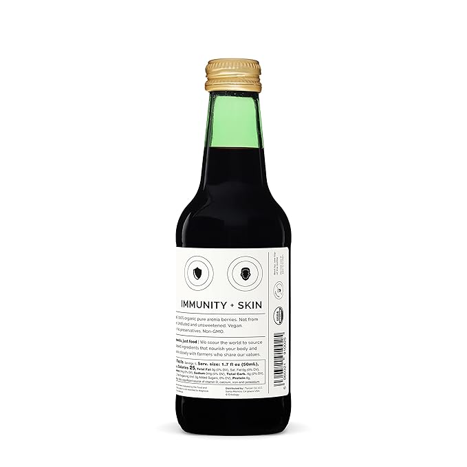 100% Organic Aronia Berry Juice 8.5 fl oz (Box of 6) - Supports Skin Health - Rich in Antioxidants - Straight from Farm - Undiluted - No Added Sugar or Preservatives - Non-GMO - Recyclable Glass