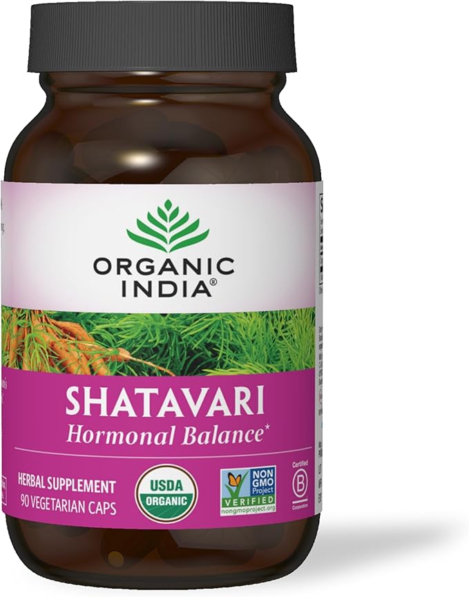 ORGANIC INDIA Shatavari Herbal Supplement - Supports Hormonal Balance Immune and Inflammatory Response Vegan Gluten-Free USDA Organic Supports Reproductive Health - 90 Capsules