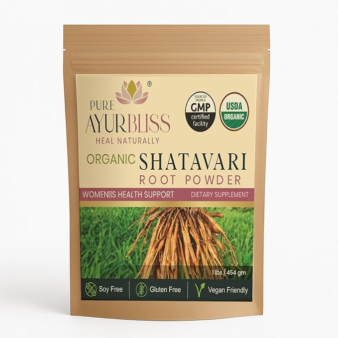 100% Organic Shatavari Root Powder for Hormonal Balance Menstrual Wellness Fertility Support and Daily Vitality for Women Traditional Ayurvedic Shatavari Powder - 16oz