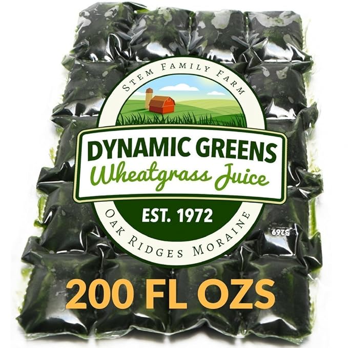 100% Wheatgrass Juice – Field-Grown Flash-Frozen Unpasteurized – 200 fl oz (400 x 0.5 fl oz Portions) – Dynamic Greens