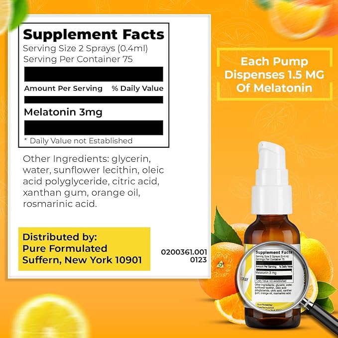 Fast-Acting Melatonin Sleep Spray Liposomal Oral Mist for Adults &amp Kids Natural Citrus Flavor Alcohol-Free Gluten-Free Sleep Support