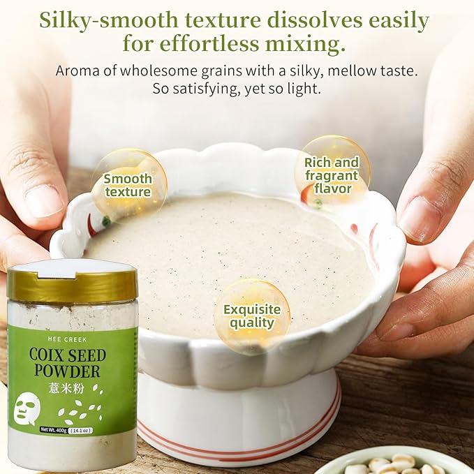 100% Pure Coix Seed Powder 400g/14.1oz Job's Tears Powder Pure Natural 200 Mesh Ultra-fine for Tea &amp Soup No Additives Vegan Caffeine Free 薏米粉 薏仁粉