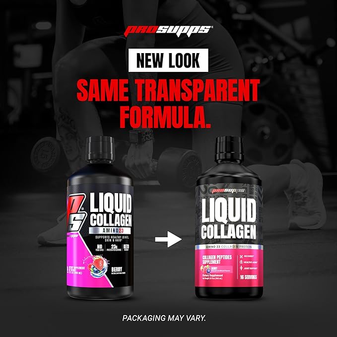 PROSUPPS Amino23 Liquid Collagen Shots Berry - Collagen Peptide Post Workout Supplement Supports Healthy Aging Joints Skin &amp Hair - Gluten-Free &amp Zero Sugar - 16 Servings