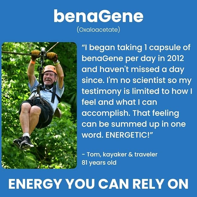 Benagene Oxaloacetate Supplement - Supports Cellular Energy - Thermally Stabilized with Vitamin C - Non-GMO &amp Vegan - 30 Servings Once Daily