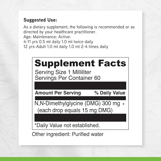 DAVINCI Labs Gluconic DMG Liquid 300mg - Helps Support Immune System Muscle Function Heart Health &amp Brain Health* - 2 fl oz (60 Servings)