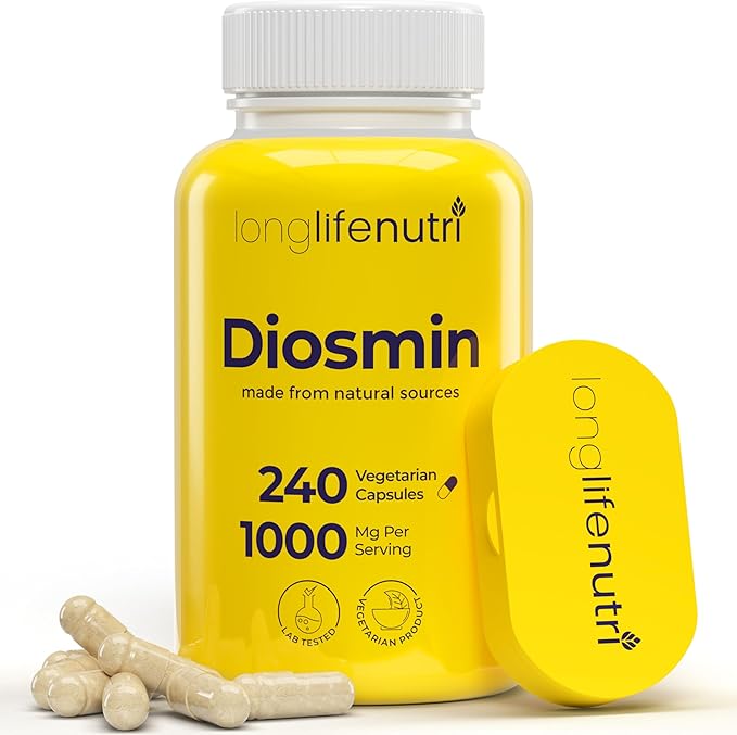 Diosmin 1000mg Advanced Formula - 240 Capsules for Circulatory Health Support 4-Month Supply Non-GMO Made in USA - Daily Wellness Supplement