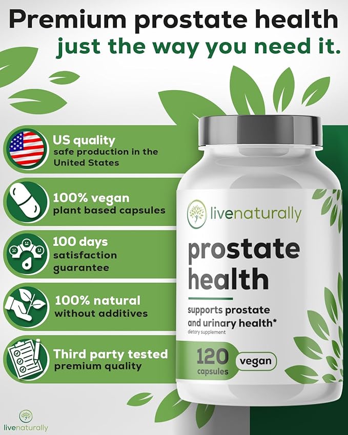 Prostate Health Supplement for Men Advanced Formula with Saw Palmetto Pumpkin Seed Stinging Nettle Root Zinc Selenium and Vitamin E 120 Capsules Urinary and Prostate Support