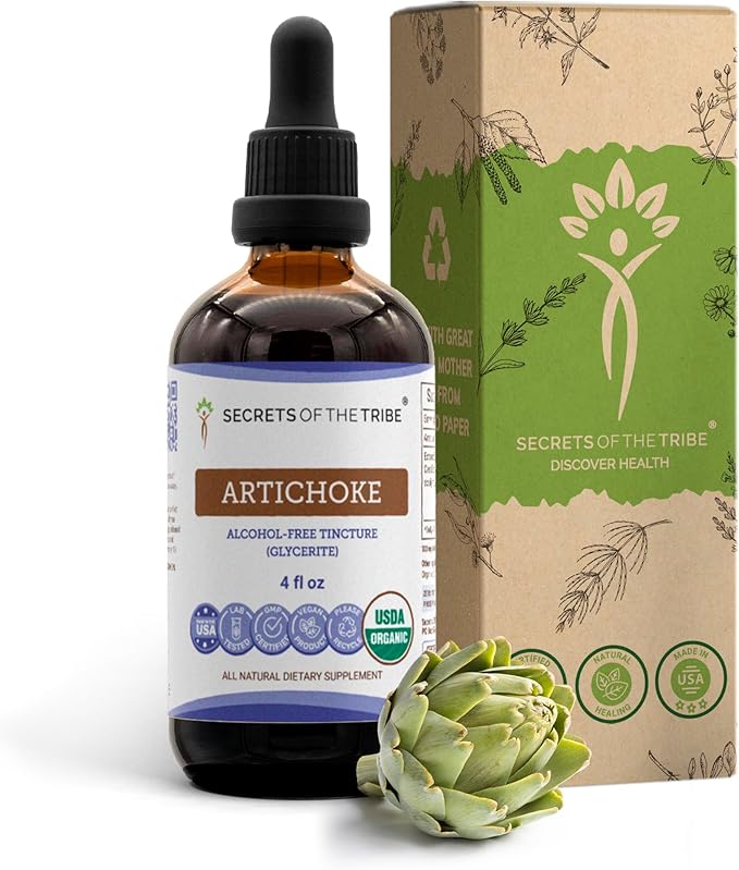 Secrets of the Tribe Artichoke USDA Organic | Alcohol-Free Extract High-Potency Herbal Drops | Made from 100% Certified Organic Artichoke (Cynara scolymus) Dried Leaf 4 oz
